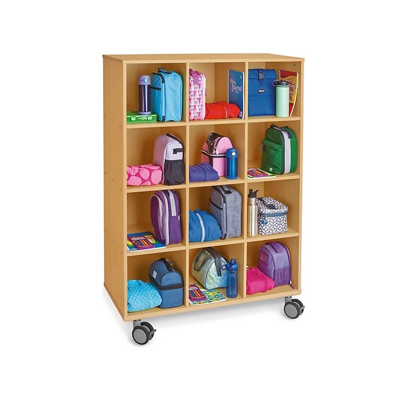 Flex-Space Mobile 12-Cubby Storage Unit - Modern Maple